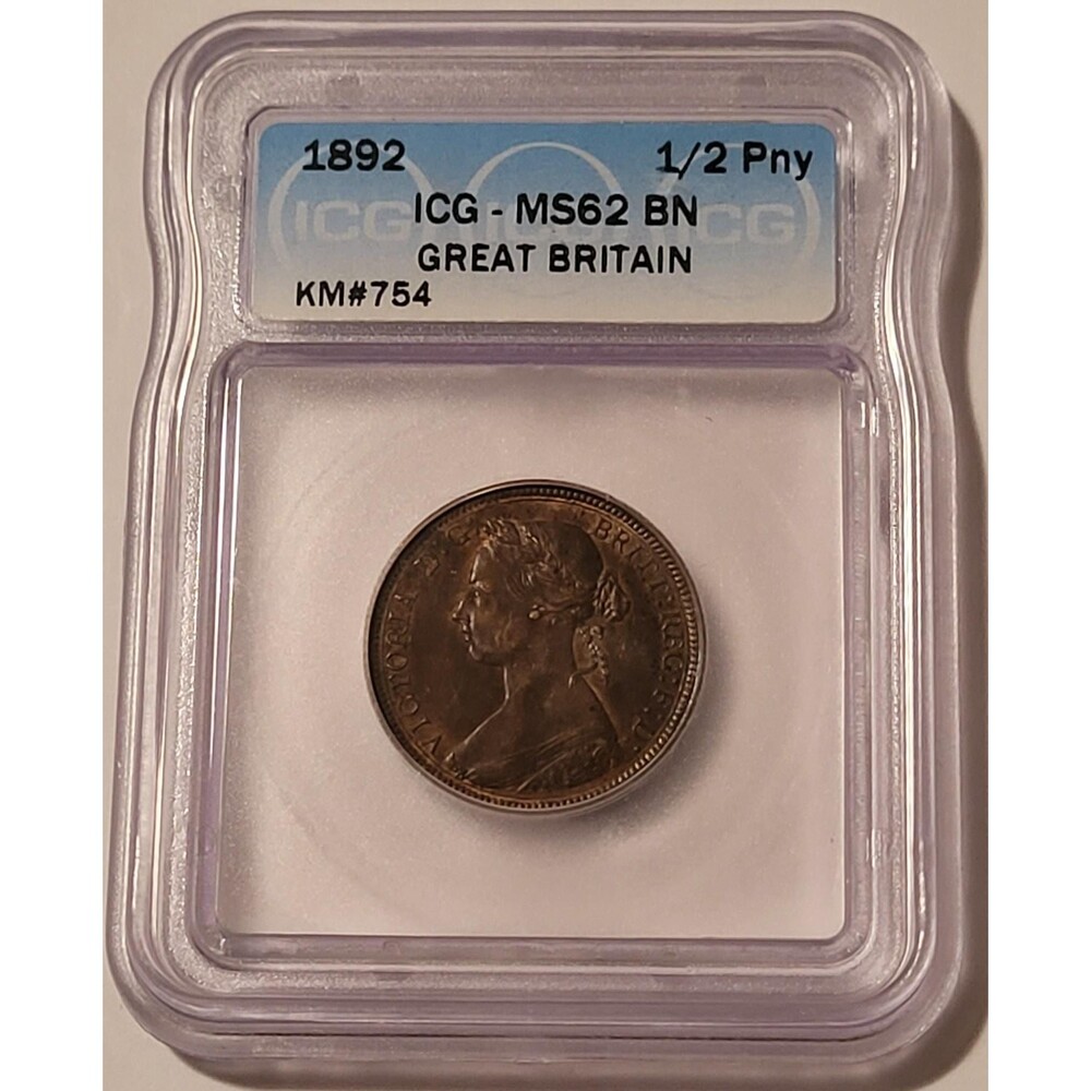 Great Britain Victoria 1892 1/2 Penny MS62 BN ICG